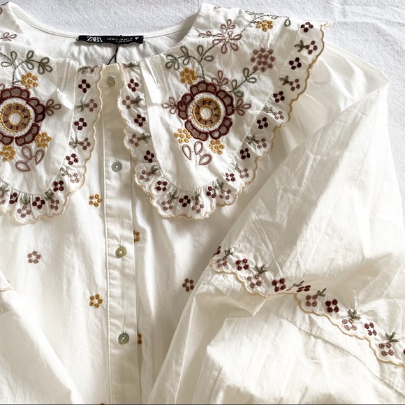 Zara embroidered poplin top - Picture 2 of 11